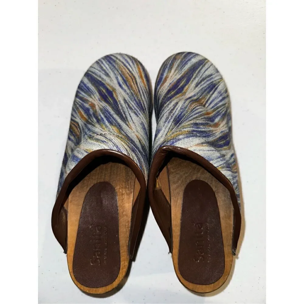 Sanita Women’s Blue Watercolor Fabric Style Clogs Size EU 39 US Women's 7.5-8 - Picture 4 of 7